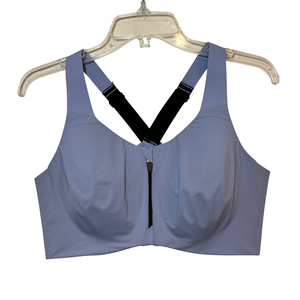 Knix Sports Bra Catalyst Zip Front Racerback Wireless Purple Blue Size 7